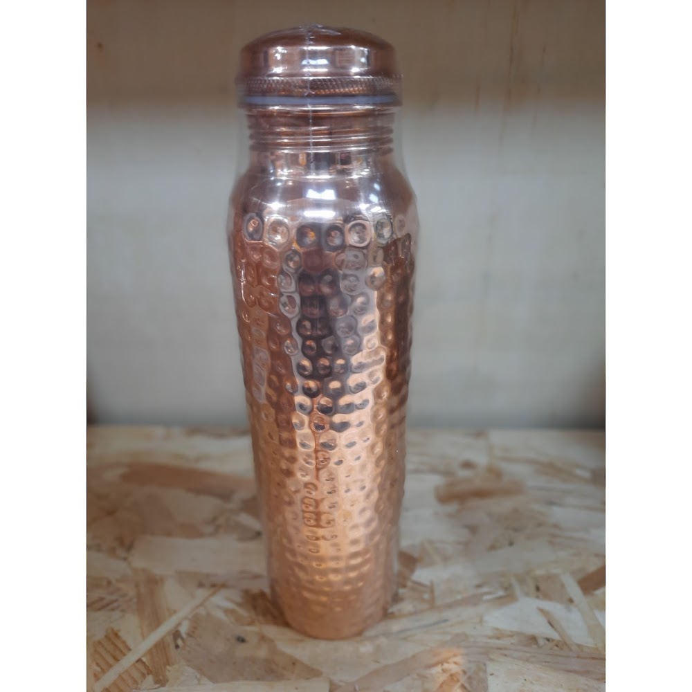 Indian Pure Copper Bottle 1000ml (Small Hammered)(A)