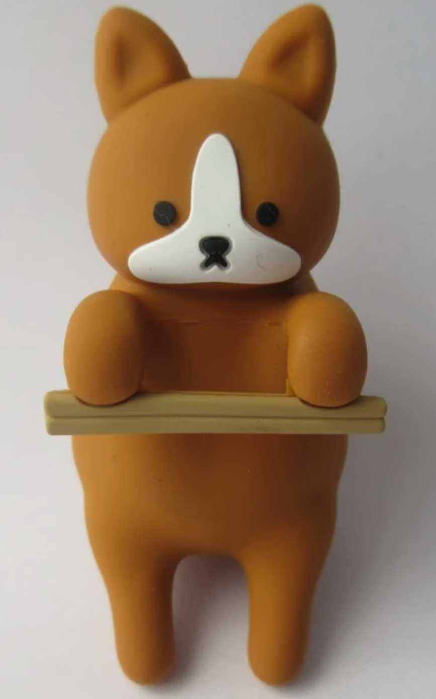 棕色獅子狗湯碗帶筷子架_3