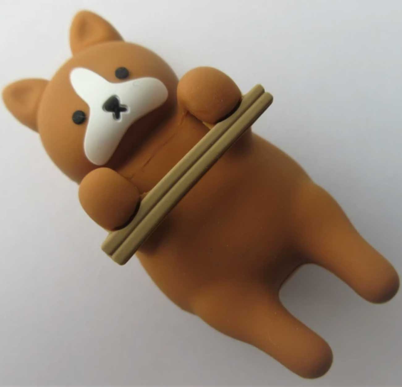 棕色獅子狗湯碗帶筷子架_4